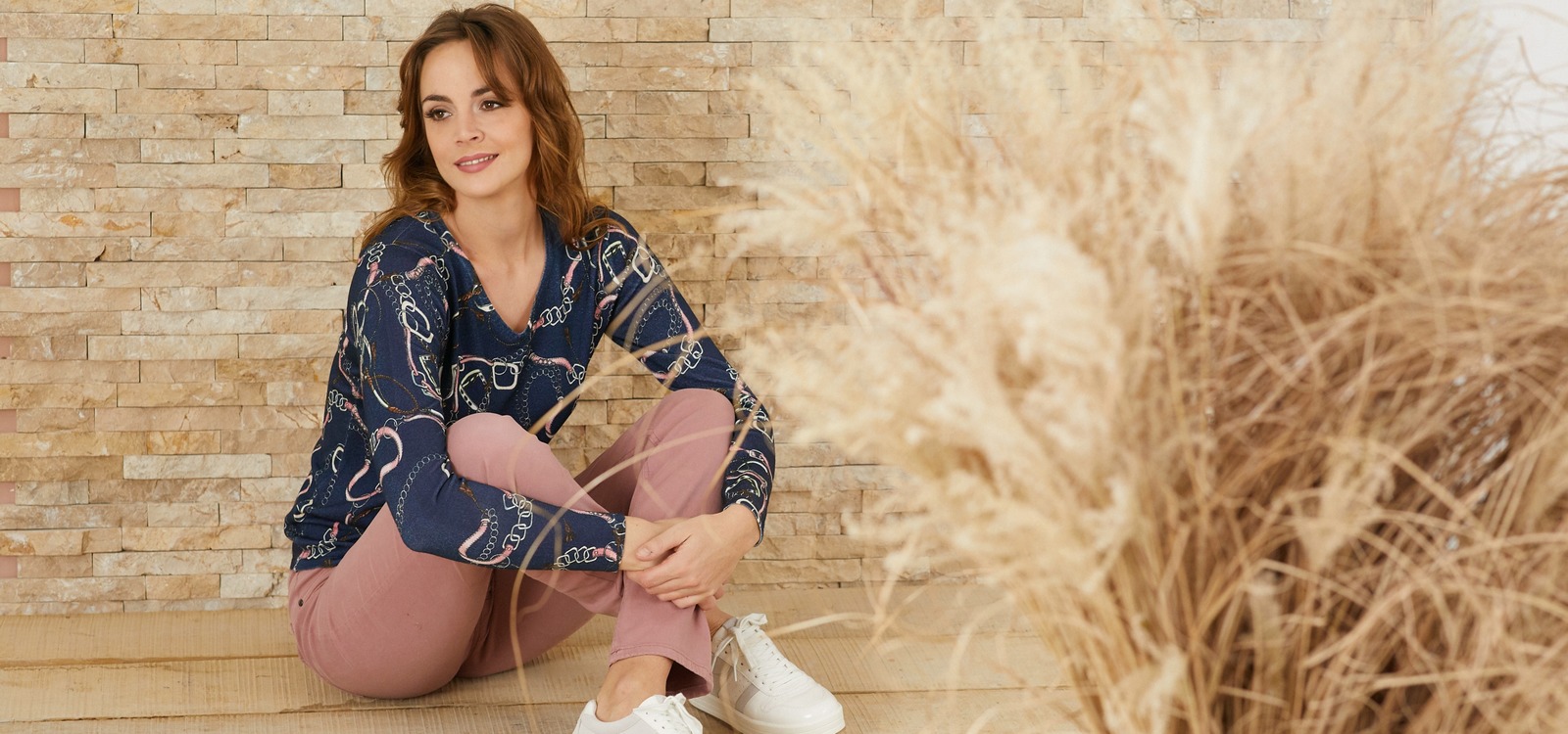 Hermes print I tricot pull I roze broek