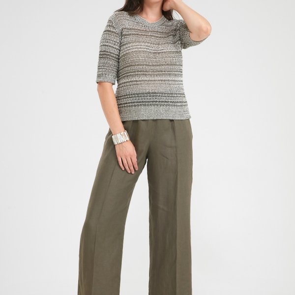 Pantalon en lin élastiqué