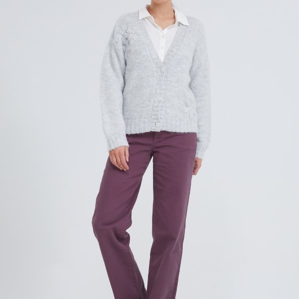 Cardigan avec fleurs fantaisie