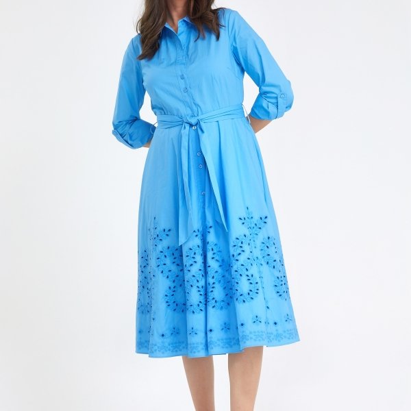 Midi hemdjurk met broderie anglaise