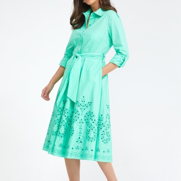 Midi hemdjurk met broderie anglaise