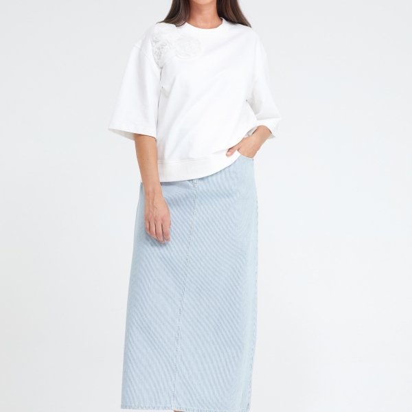 Sweater met tulle bloemen