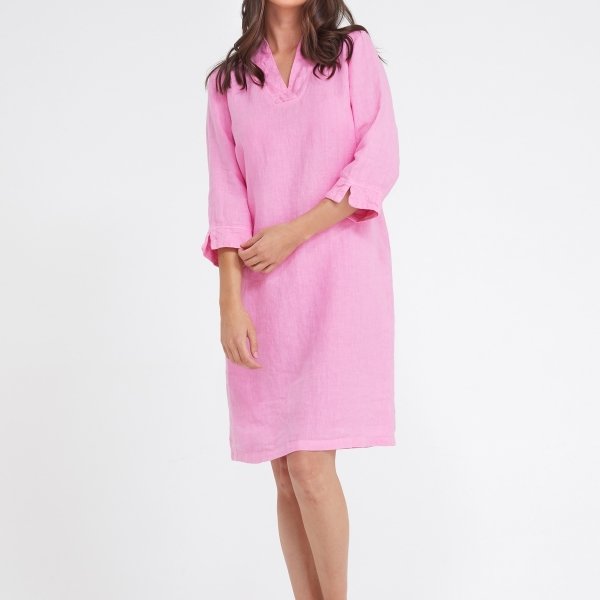 Linnen jurk met broderiedetails